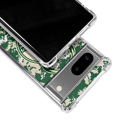 NBA Milwaukee Bucks Camo Digi Google Pixel 7a Clear Case